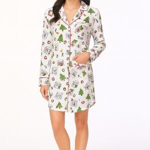 Echo White Holiday Print Pajama Shirt